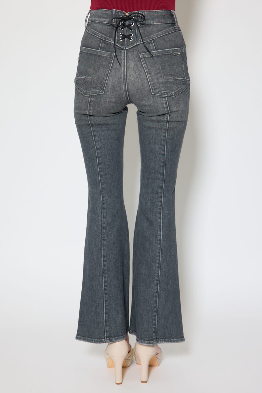 rienda「レースアップハイウエストデニムパンツ」|デニム|