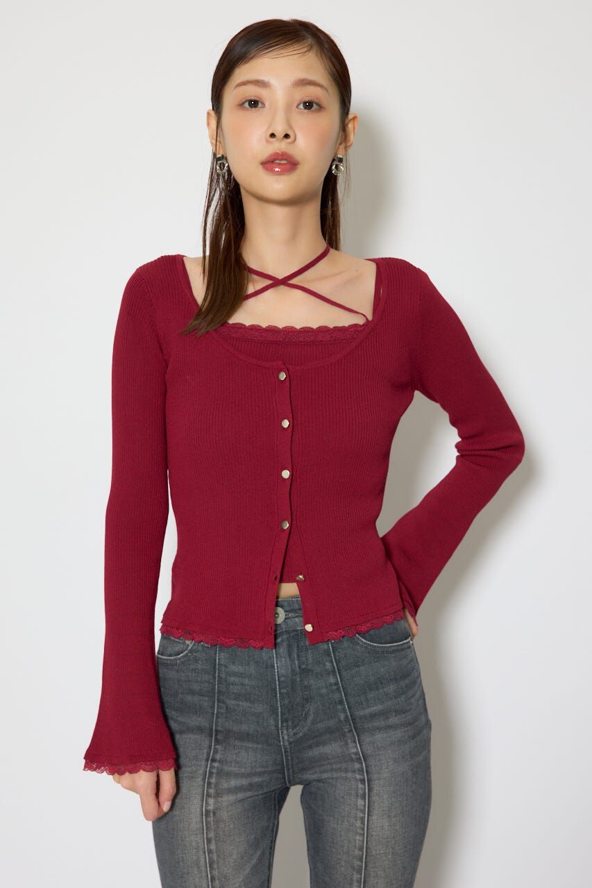 rienda「レースディティールニットカーディガンセット」|ニット・セーター|