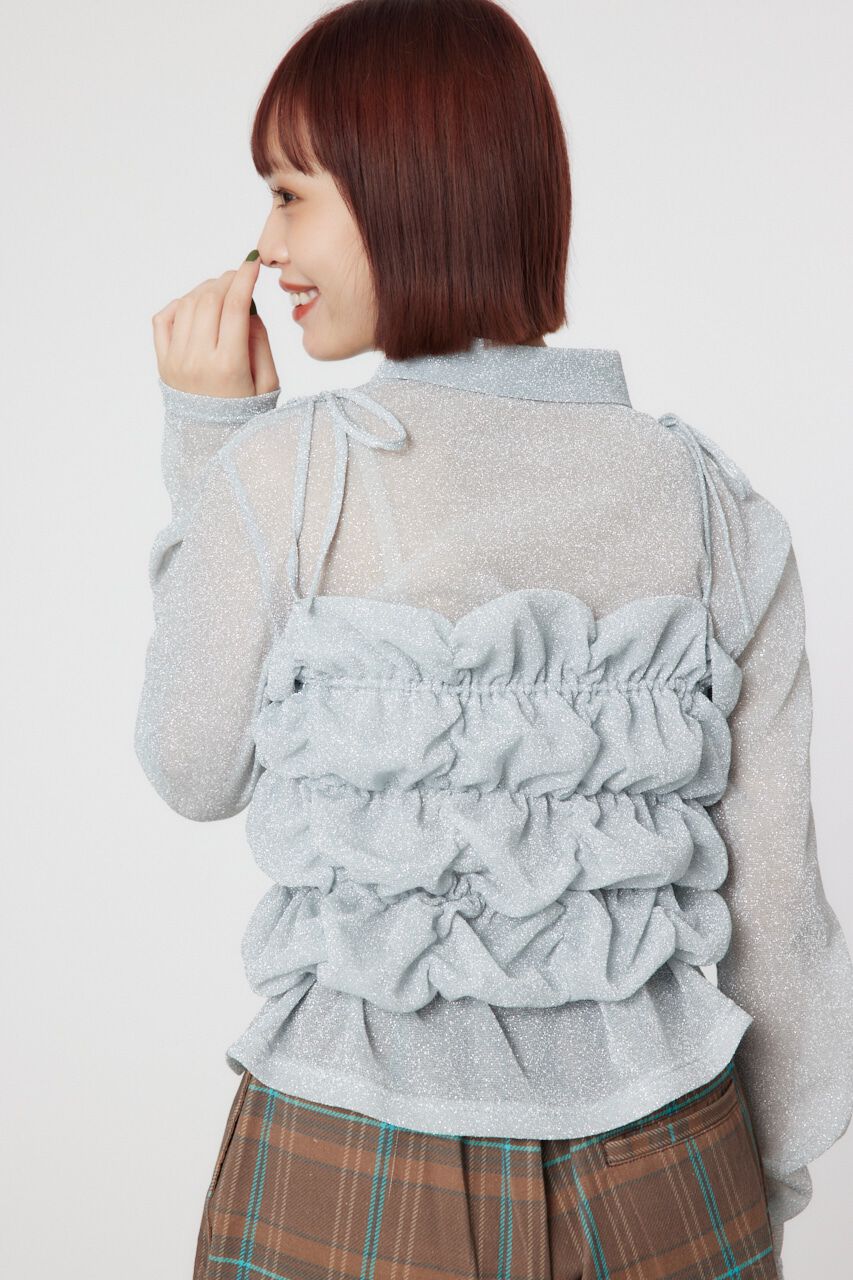 RODEO CROWNS「2WAY ラメ ギャザー ビスチェ」|キャミソール|