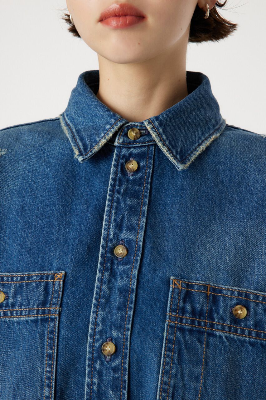 RODEO CROWNS「ダメージデニムシャツ」|シャツ・ブラウス|