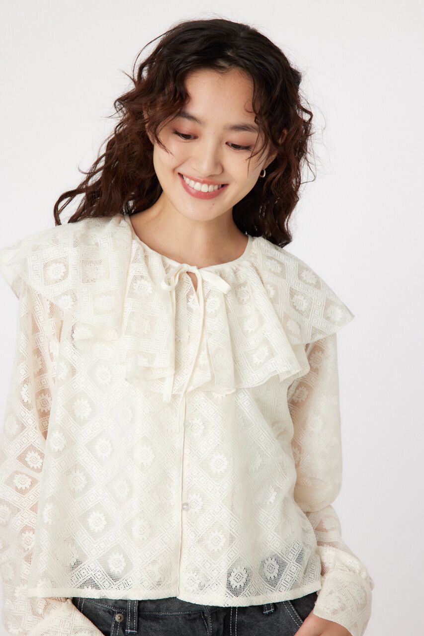 RODEO CROWNS「ラッフルレースボレロ」|シャツ・ブラウス|O/WHT1