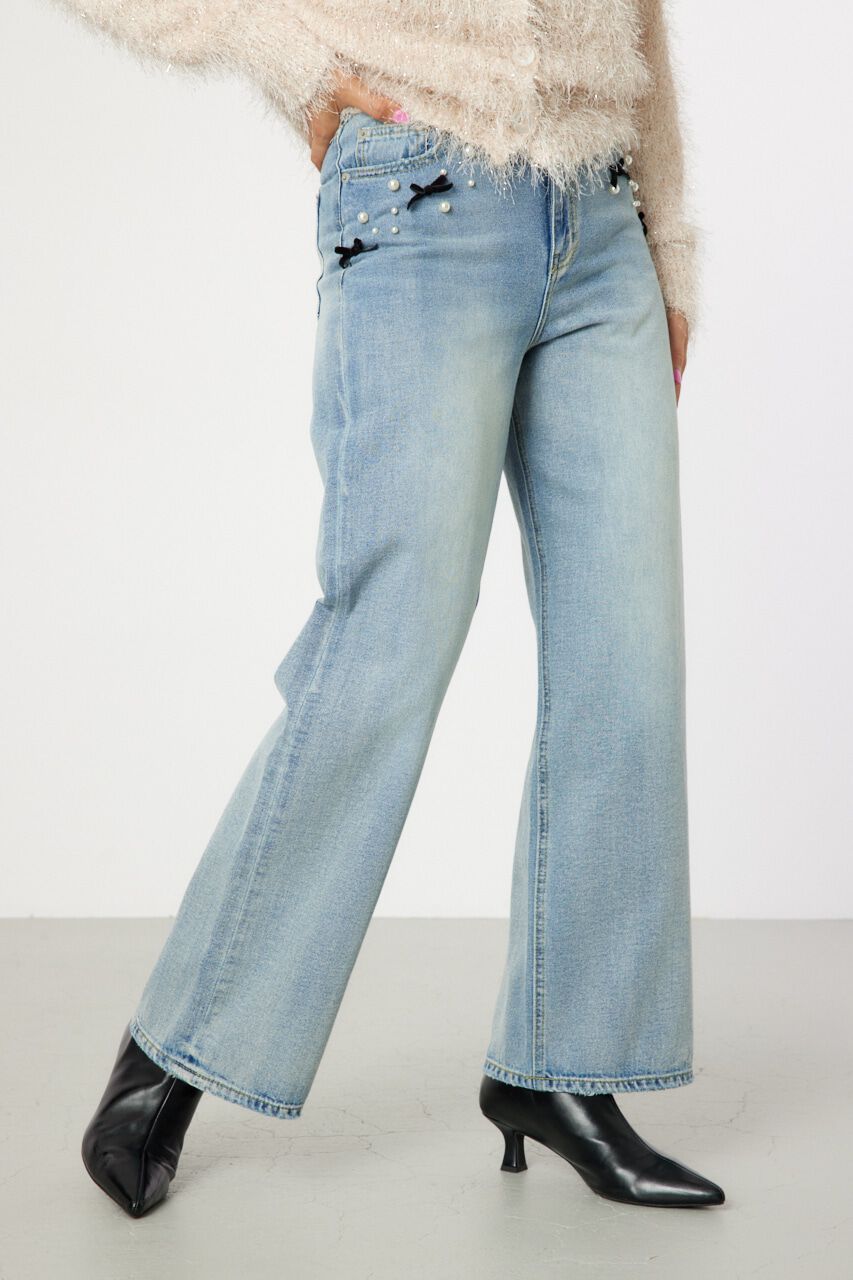 RODEO CROWNS「デコレーションハイウエストワイドデニム」|デニム|