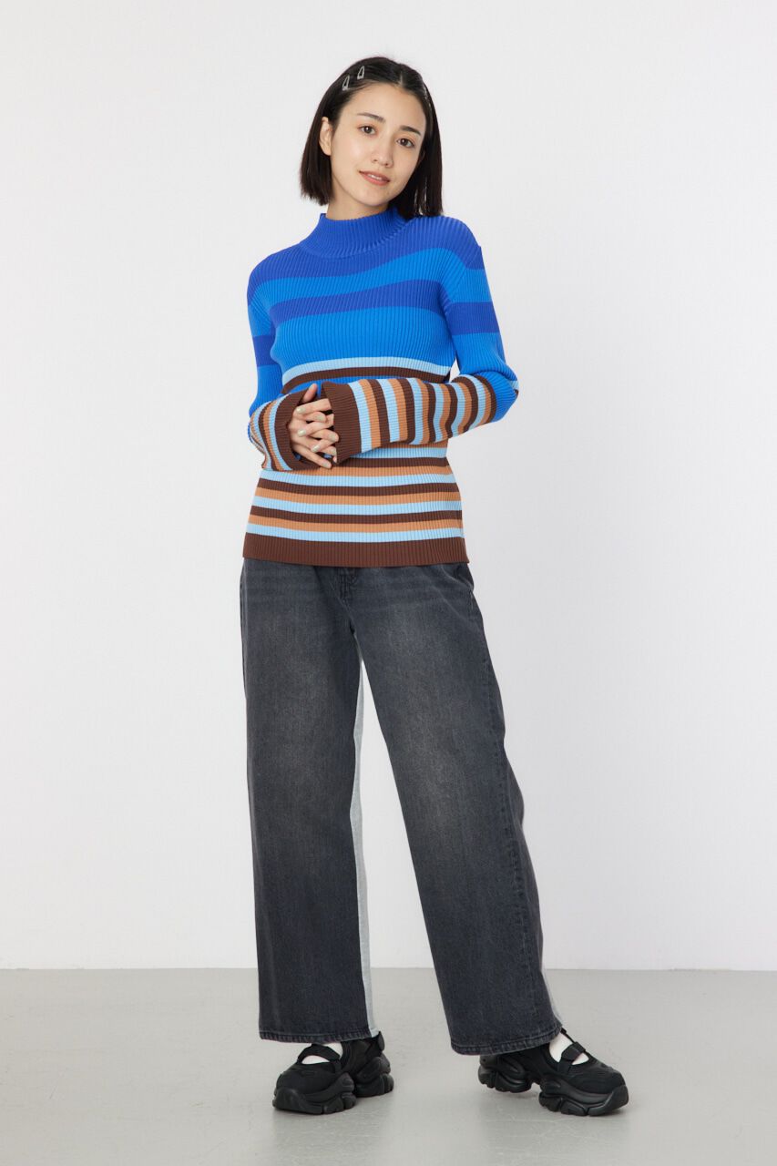 RODEO CROWNS「マルチボーダーハイネックトップス」|ニット・セーター|