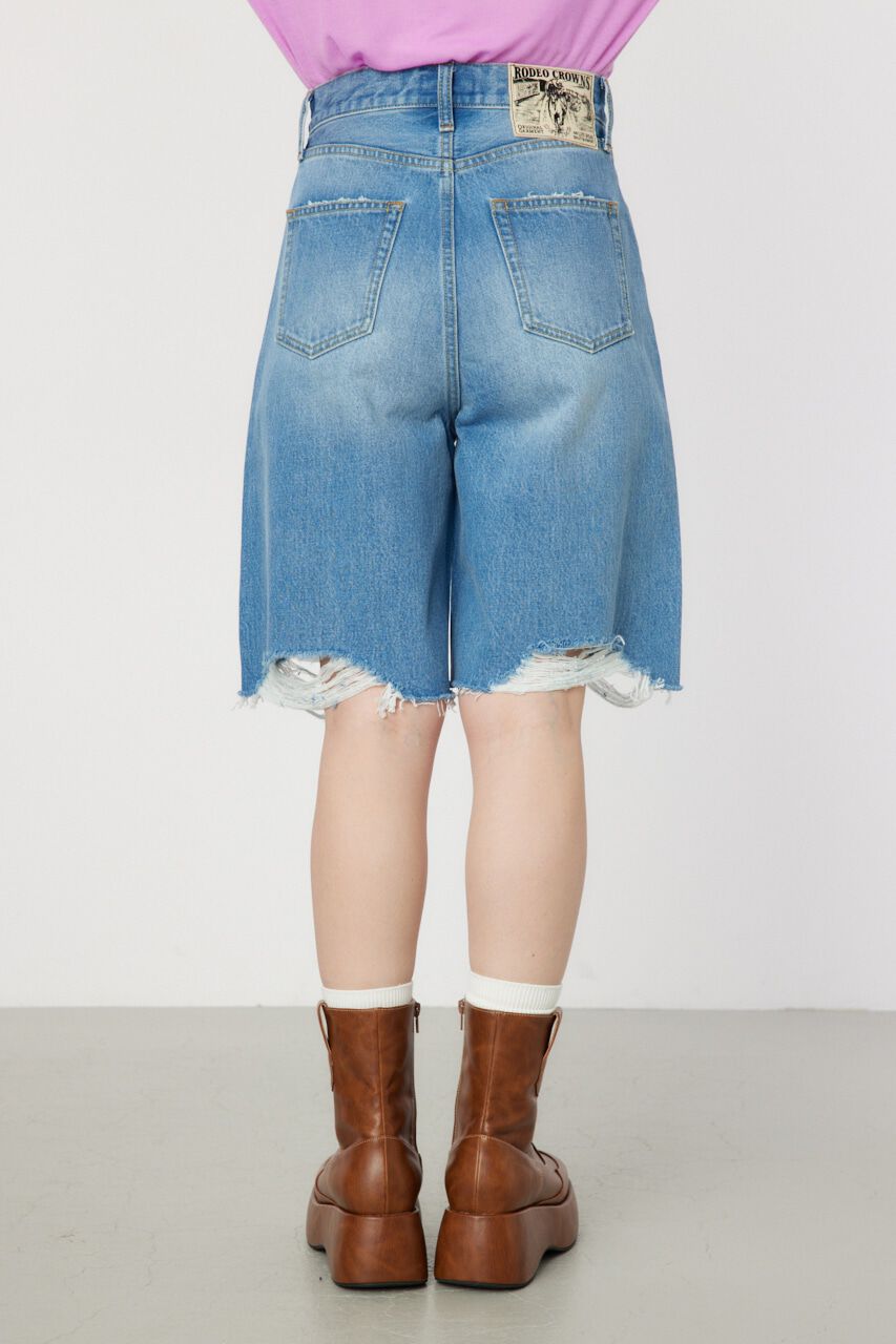 RODEO CROWNS「ダメージDENIM バミューダパンツ」|デニム|