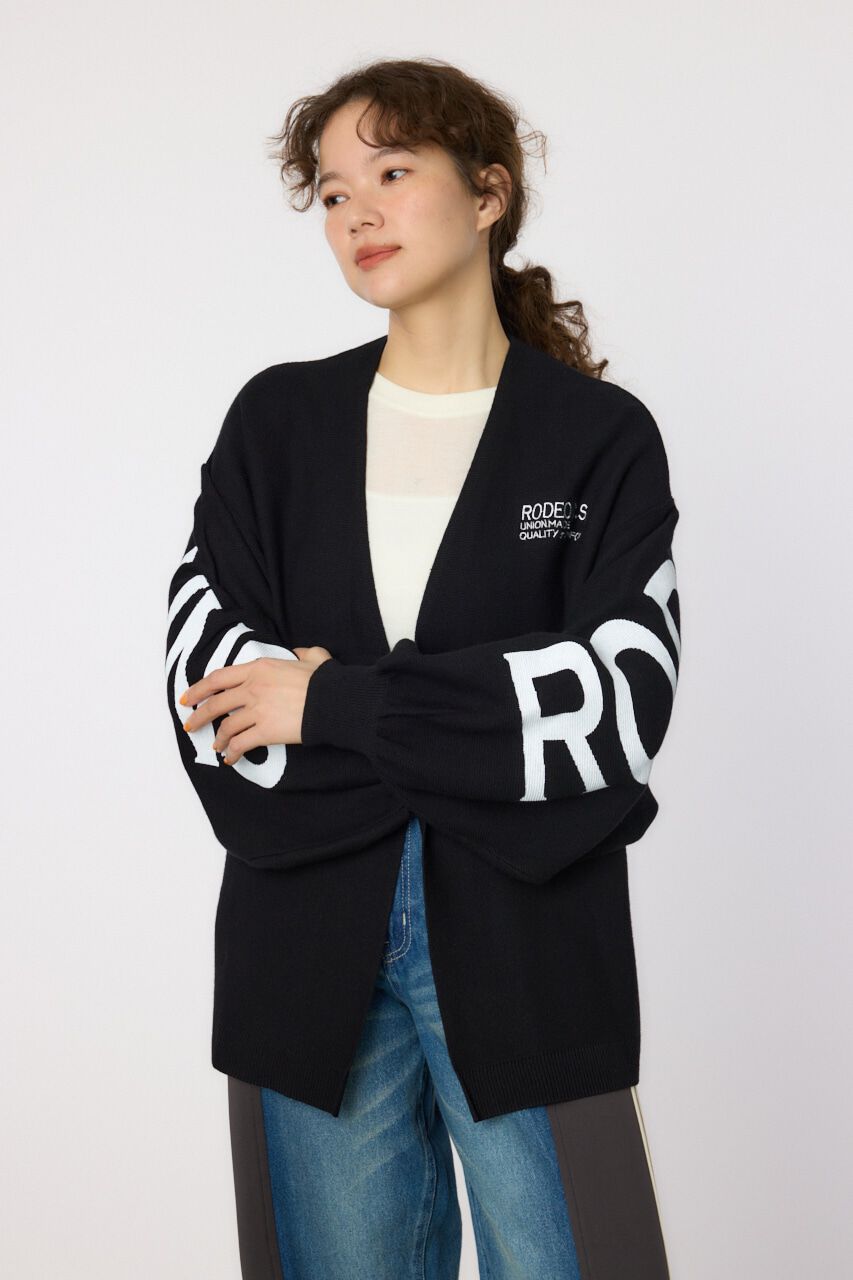 RODEO CROWNS「バックロゴドルマンニットカーディガン」|ニット・セーター|BLK