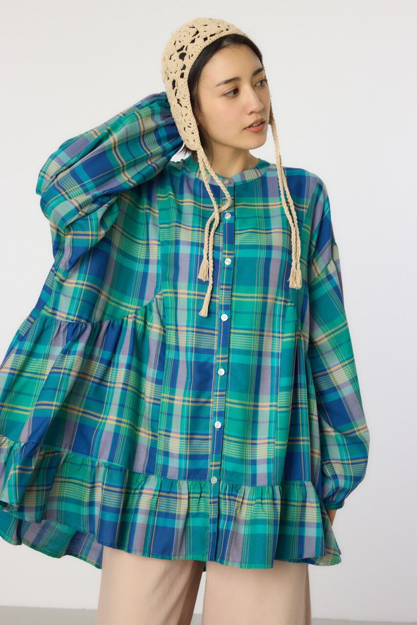 RODEO CROWNS「マルチチェックティアードチュニック」|シャツ・ブラウス|柄GRN5
