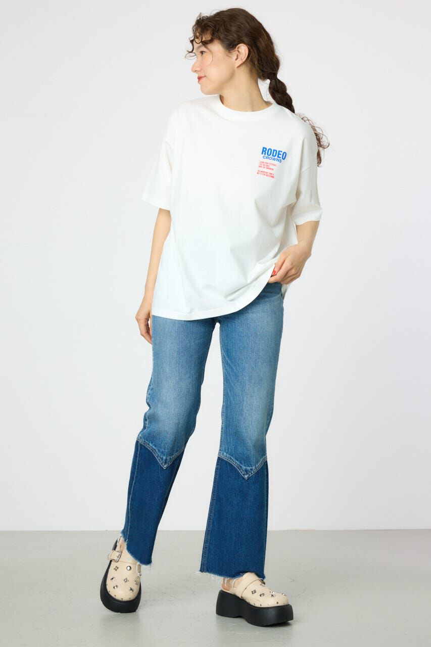 RODEO CROWNS「Overlap デニムアップリケTシャツ」|Tシャツ・カットソー|