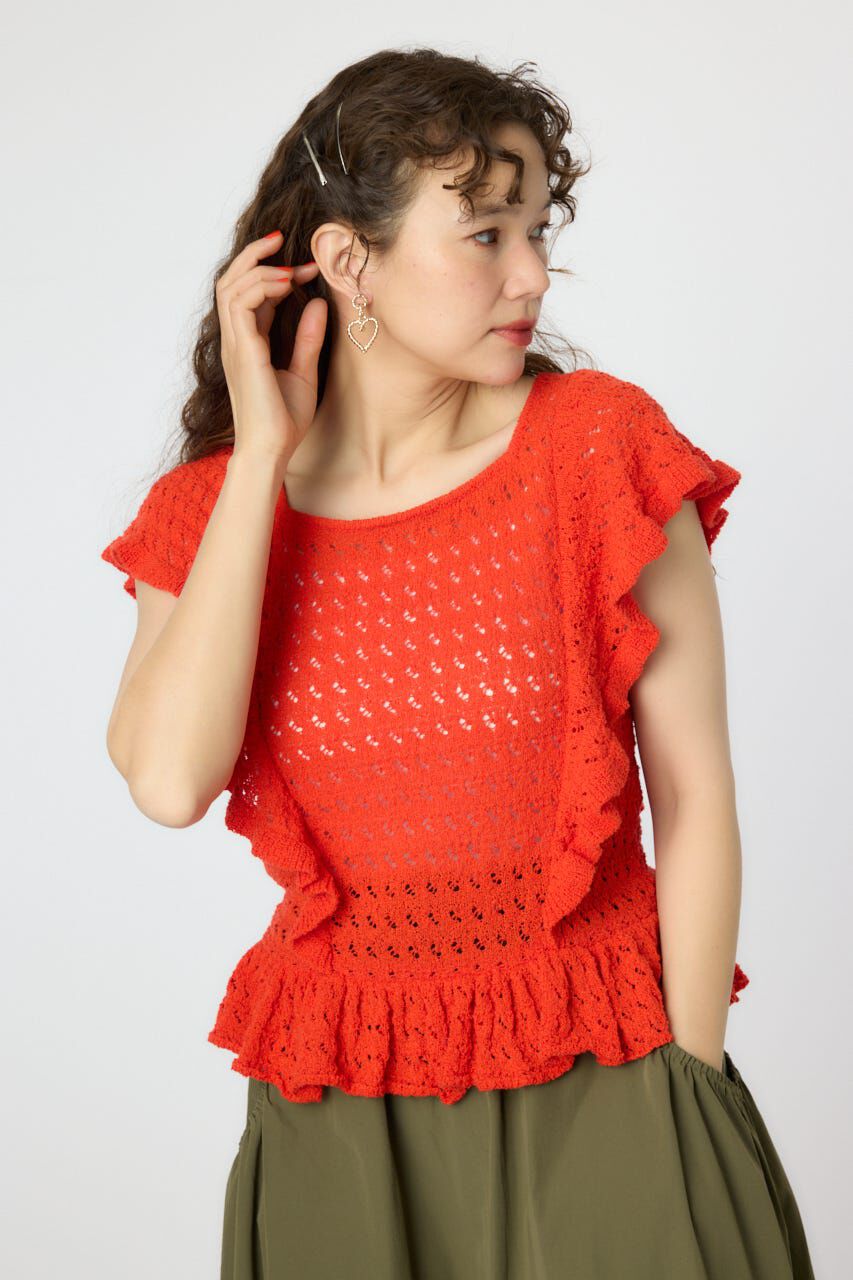 RODEO CROWNS「2WAYフリルクロシェニットトップス」|タンクトップ|