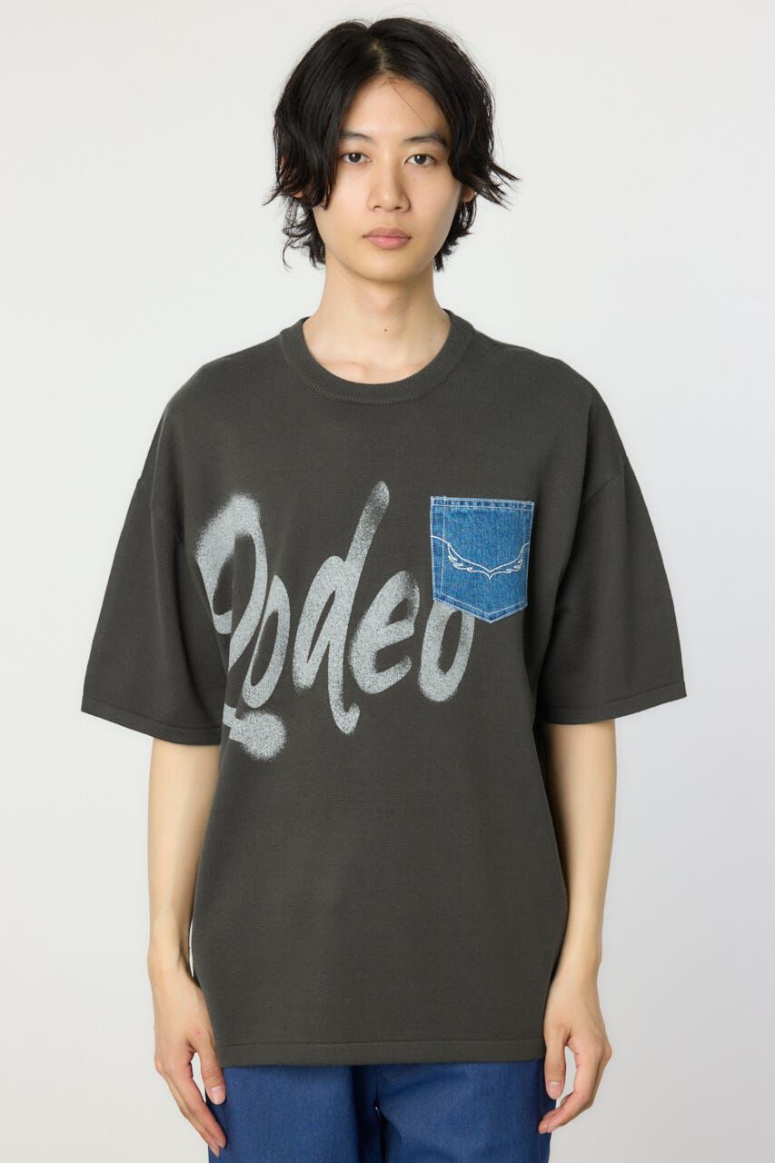 RODEO CROWNS「メンズスプレーロゴニットトップス」|ニット・セーター|