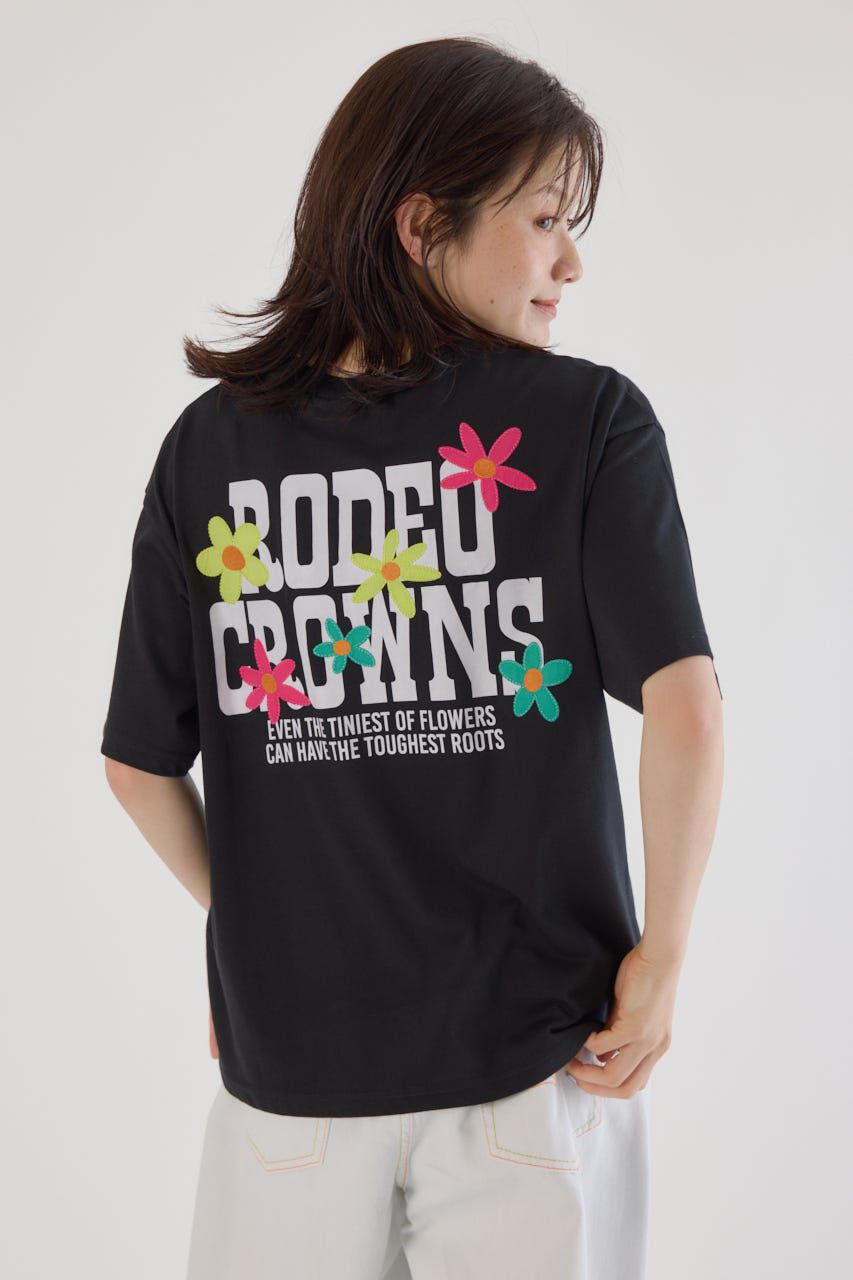 RODEO CROWNS「フラワークロスパッチTシャツ」|Tシャツ・カットソー|BLK