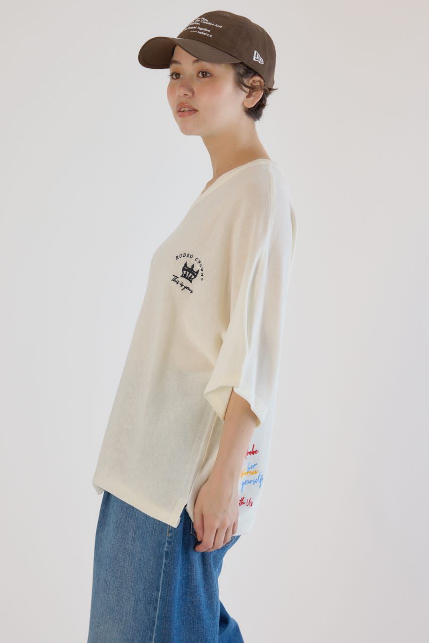 RODEO CROWNS「BIG LOGO5分袖ニットトップス」|ニット・セーター|