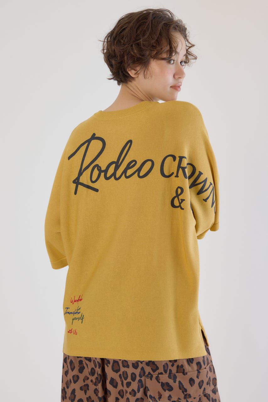 RODEO CROWNS「BIG LOGO5分袖ニットトップス」|ニット・セーター|YEL