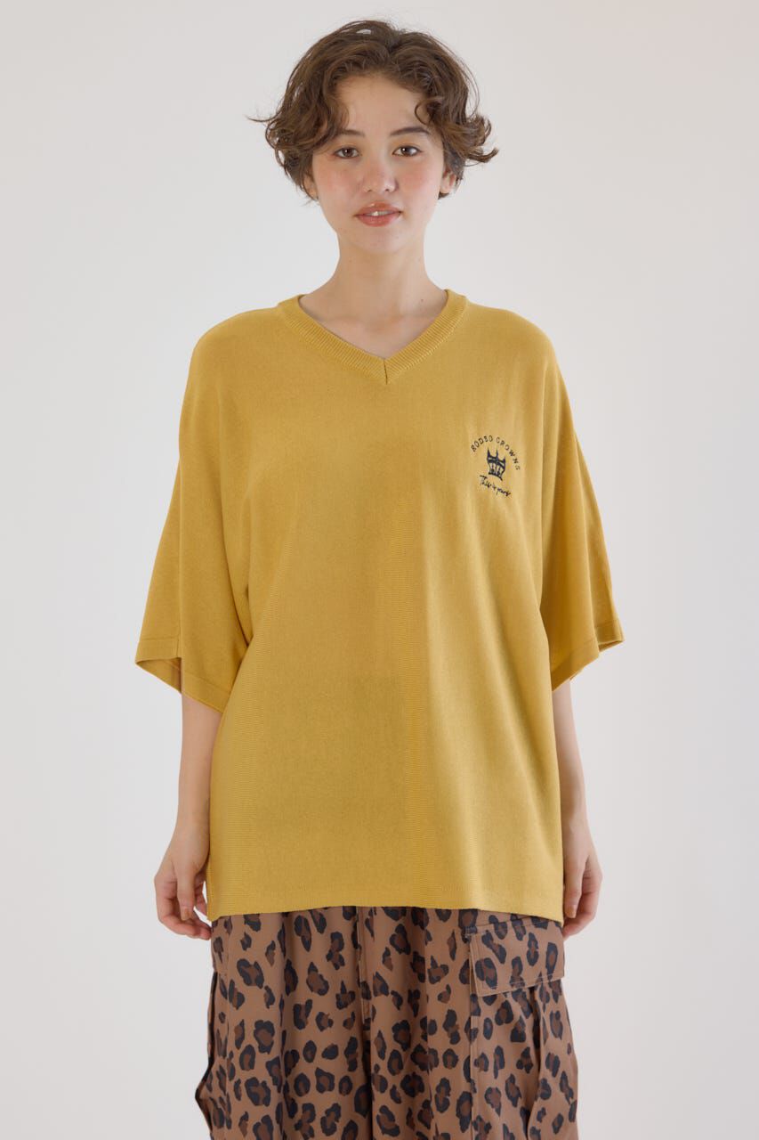 RODEO CROWNS「BIG LOGO5分袖ニットトップス」|ニット・セーター|