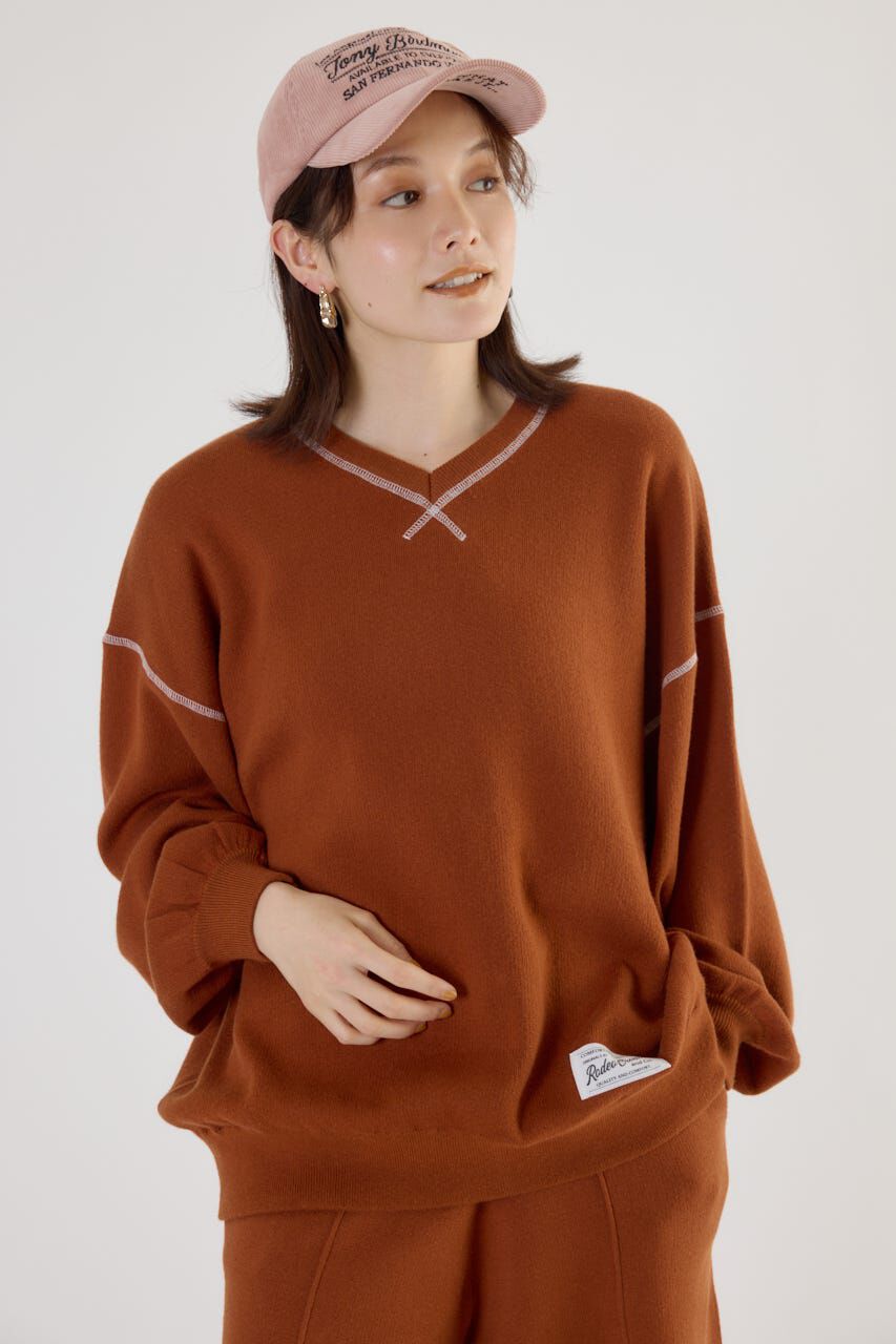 RODEO CROWNS「スウェットライク Vネックトップス」|ニット・セーター|