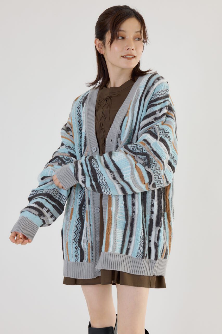 RODEO CROWNS「3Dマルチカラーニットカーディガン」|カーディガン|