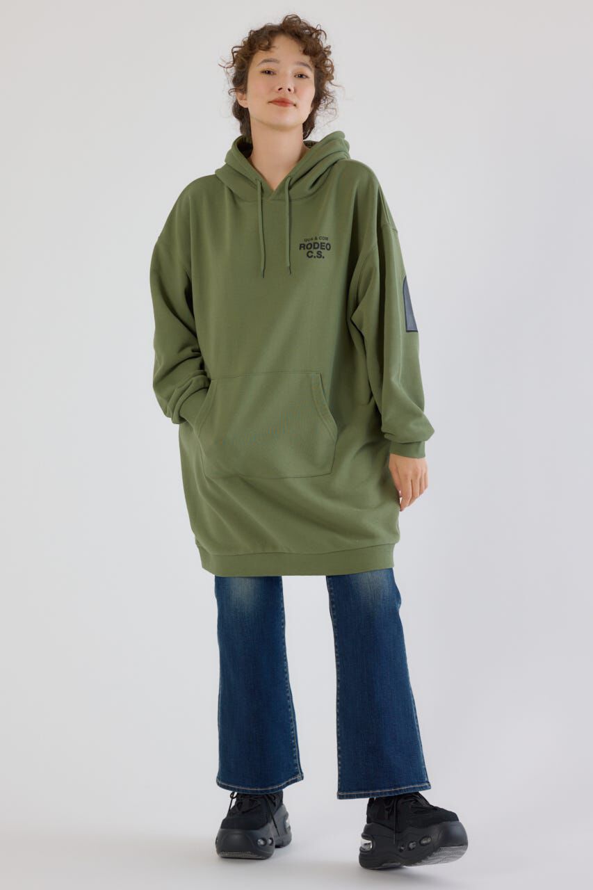 RODEO CROWNS「フェイクレザーパッチパーカーワンピース」|ワンピース|