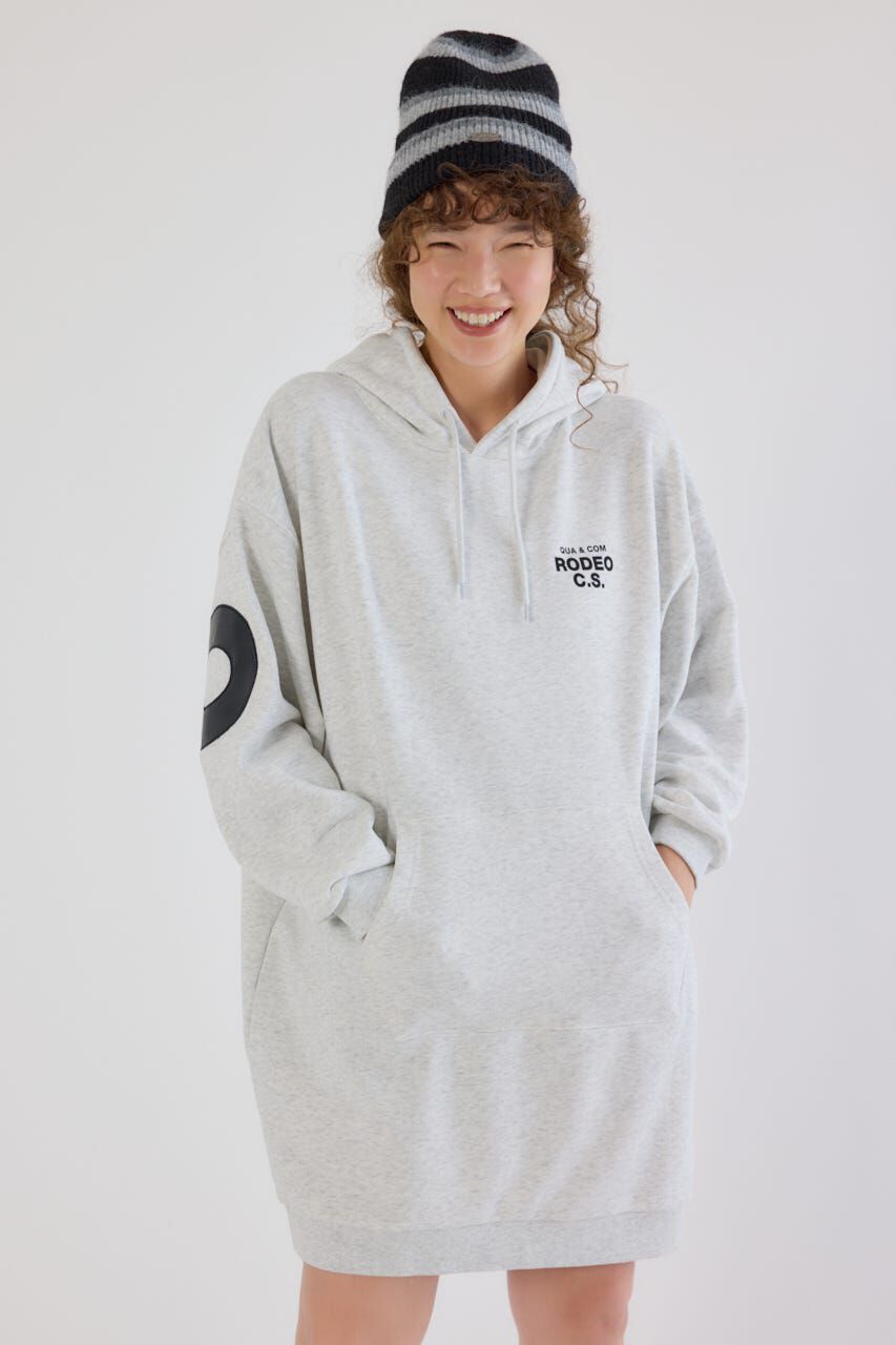 RODEO CROWNS「フェイクレザーパッチパーカーワンピース」|ワンピース|