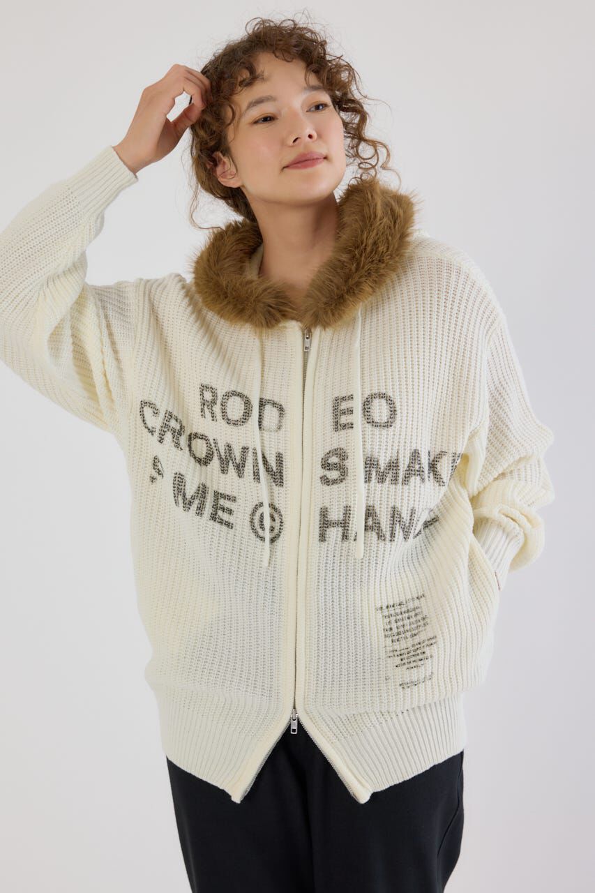 RODEO CROWNS「FADE LOGOニットジップフーディー」|パーカー|O/WHT1