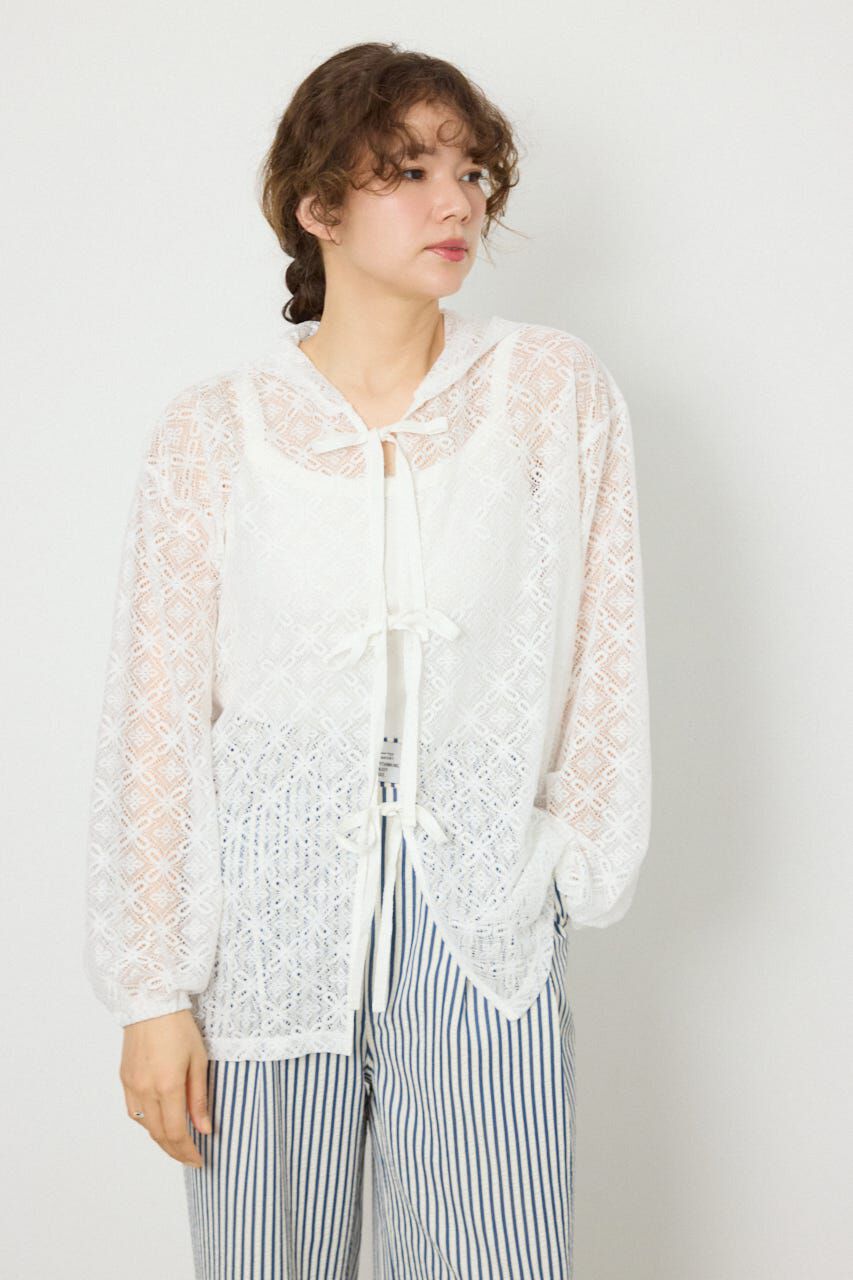 RODEO CROWNS「メッシュフーディカーディガン」|カーディガン|WHT