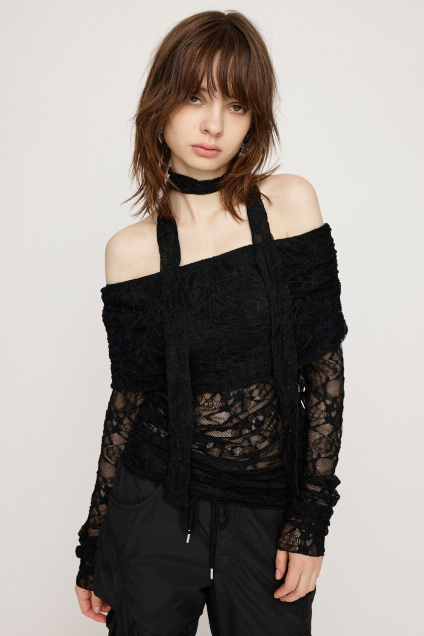 SLY「OFF SHOULDER CUT LACE トップス」|Tシャツ・カットソー|