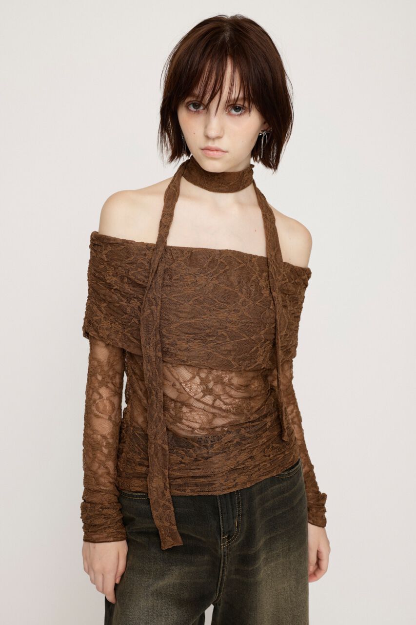 SLY「OFF SHOULDER CUT LACE トップス」|Tシャツ・カットソー|BRN