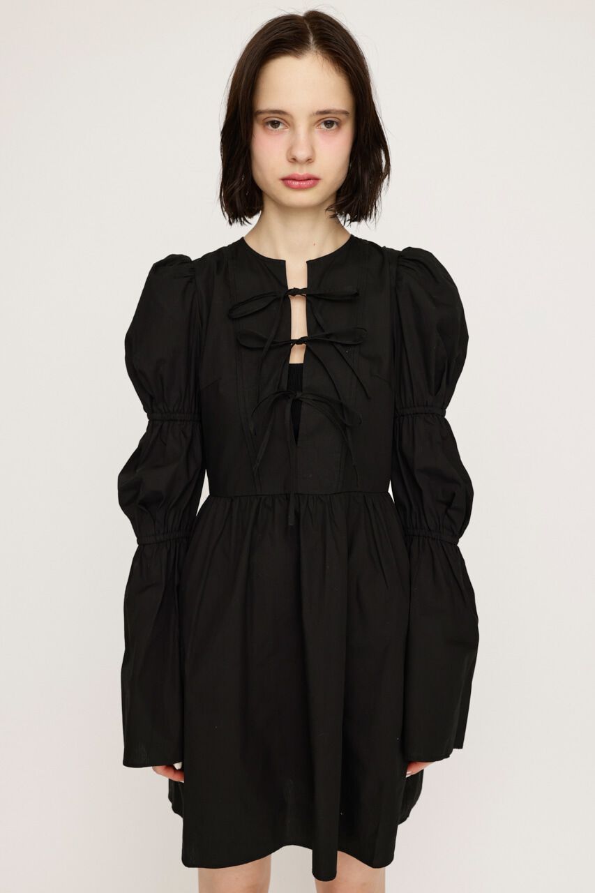 SLY「FRONT RIBBON PUFF SLEEVE ワンピース」|ワンピース|