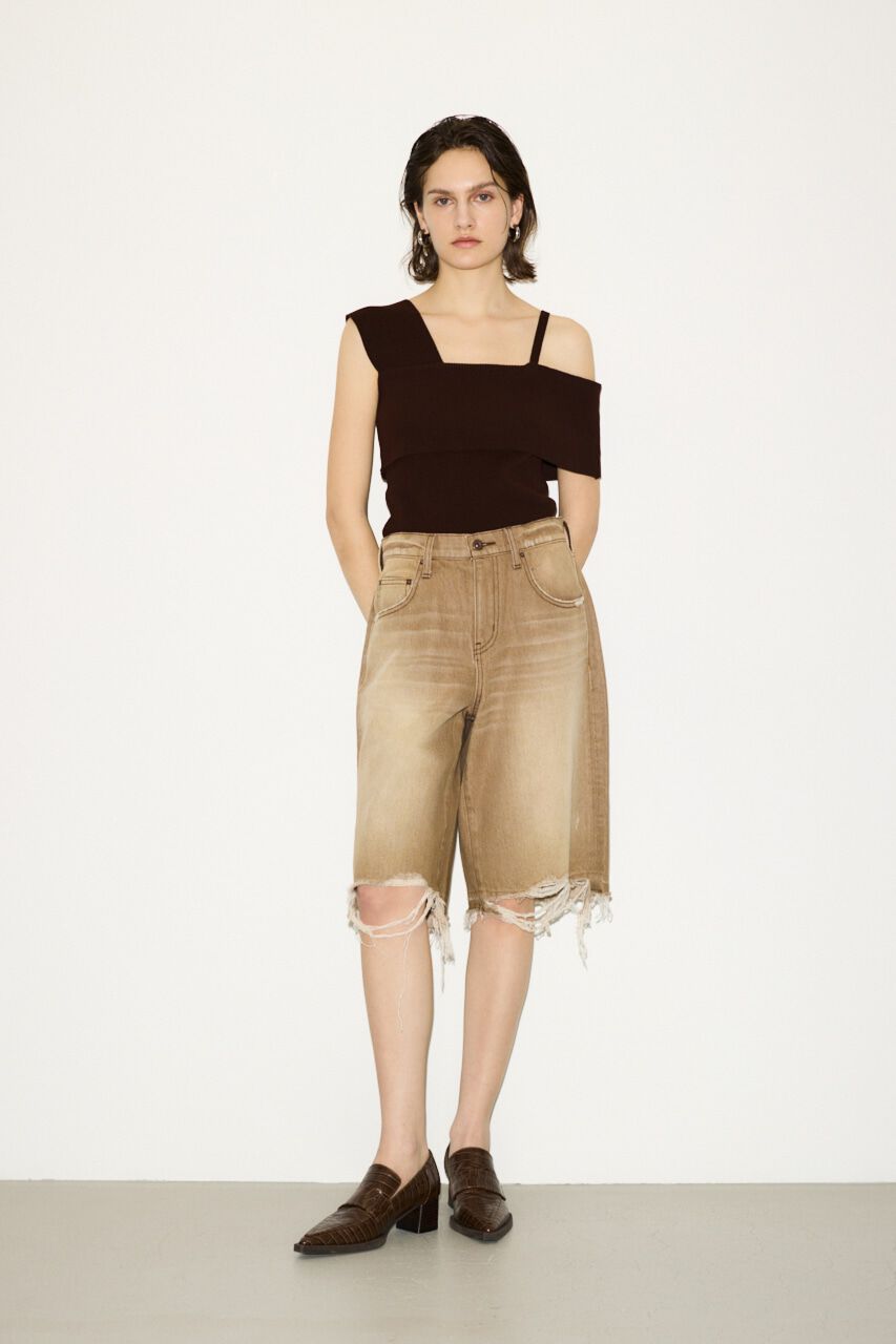 SLY「RIPPED HALF DENIM PT／BE」|デニム|