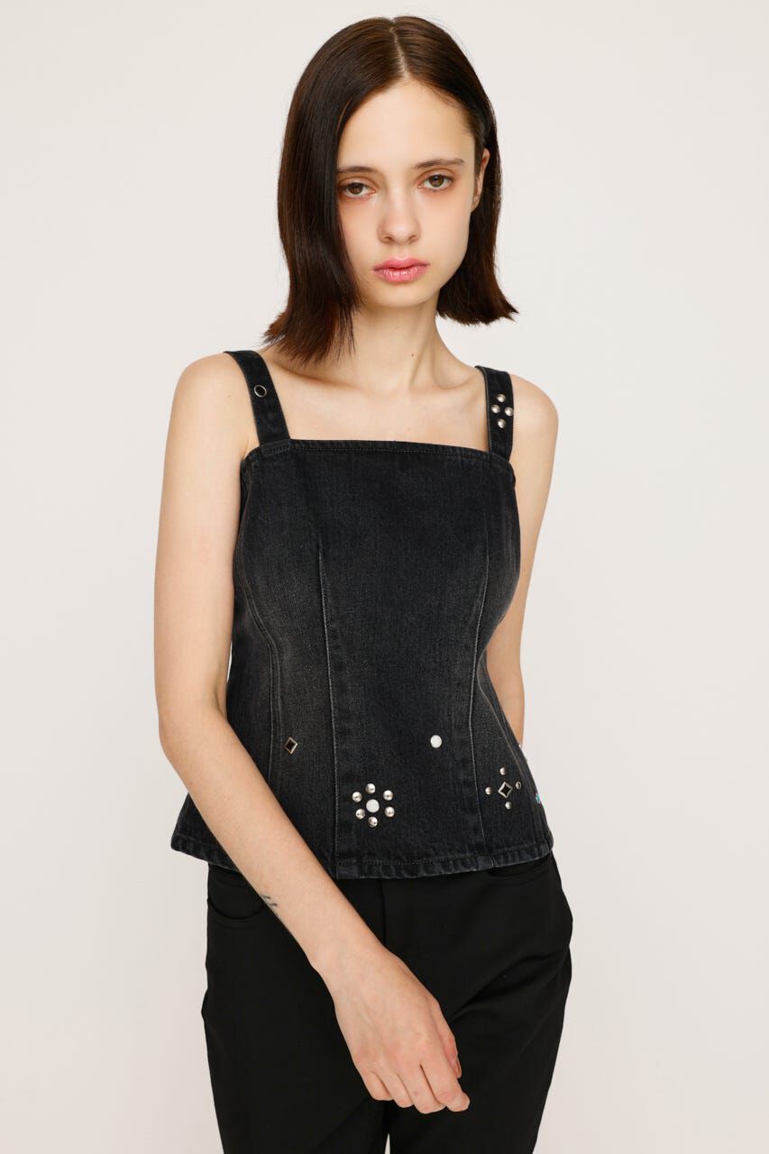 SLY「STUDS DENIM BUSTIER-E」|チューブトップ|