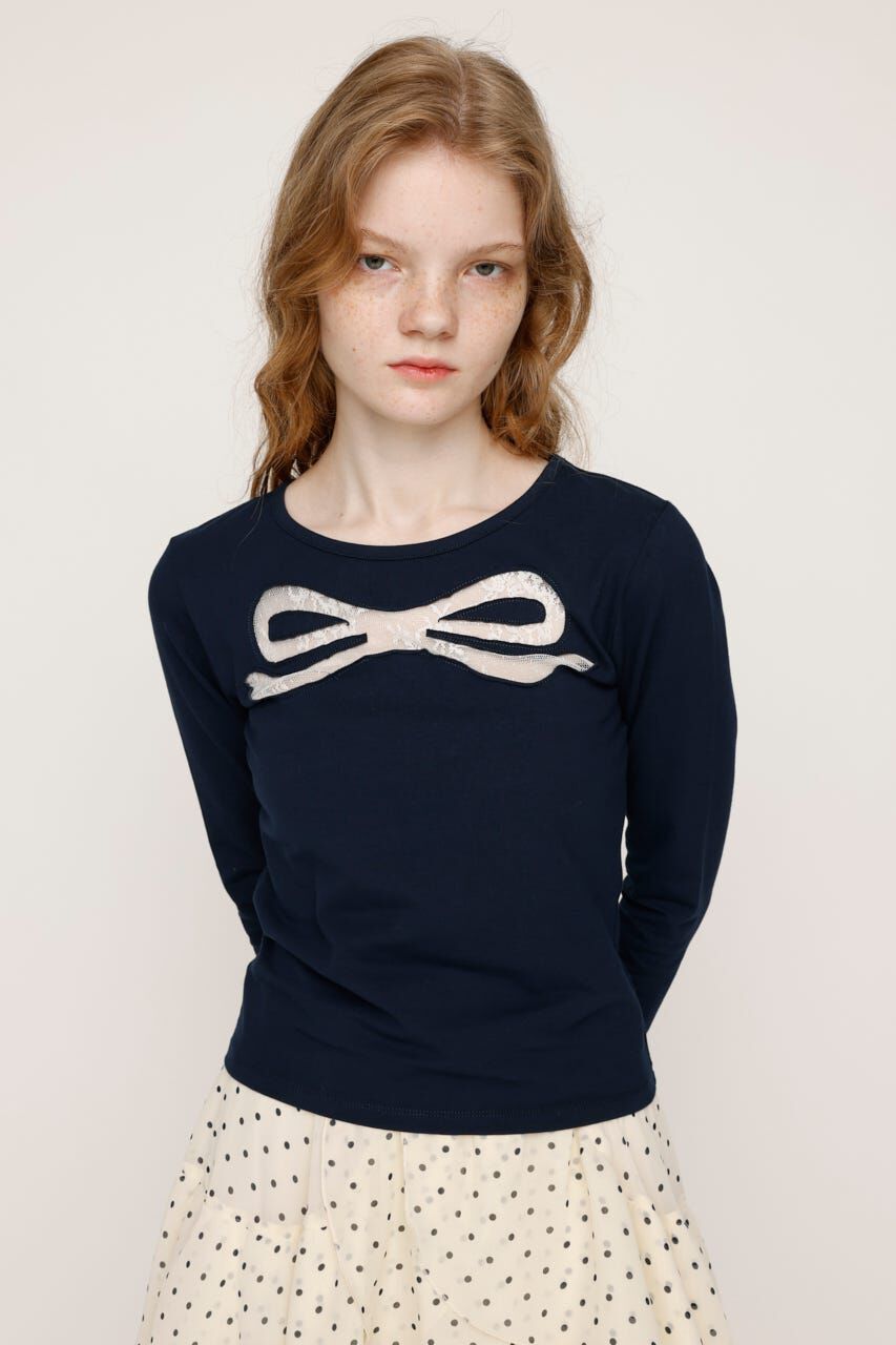SLY「RIBBON LACE トップス」|Tシャツ・カットソー|NVY