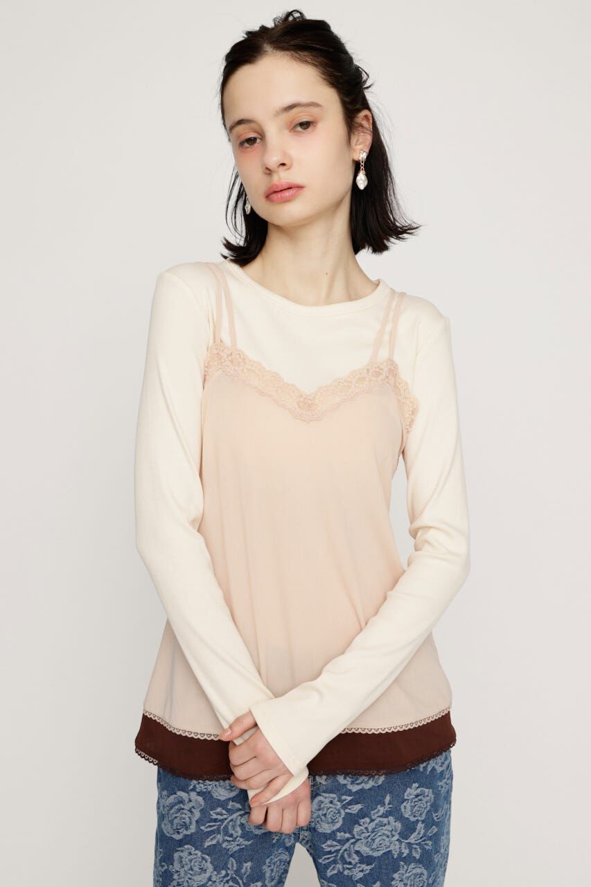 SLY「CAMI LAYERED C／N トップス」|Tシャツ・カットソー|L/PNK1