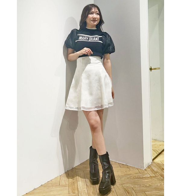 MERCURYDUO「【MARY QUANTコラボ】デイジーフロッキープリントバックレースアップミニスカパン」|スカート|