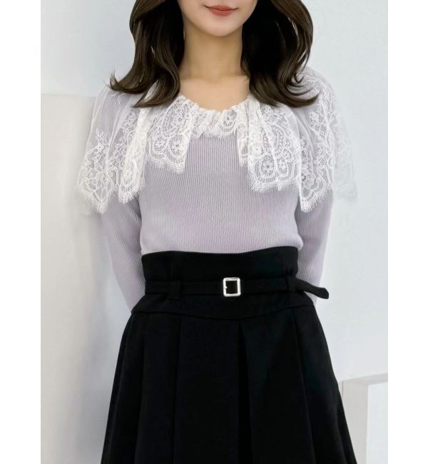 MERCURYDUO「スカラレース襟ニット」|ニット・セーター|ラベンダー