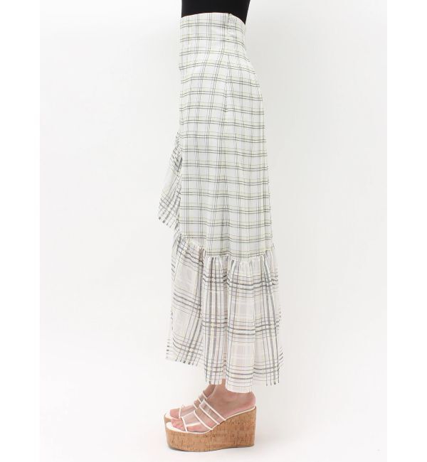 MERCURYDUO「シアーチェックイレヘムティアードスカート」|スカート|