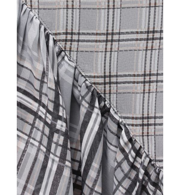 MERCURYDUO「シアーチェックイレヘムティアードスカート」|スカート|