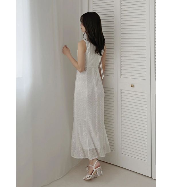 MERCURYDUO「カットレースブロッキングマーメイドワンピース」|ワンピース|