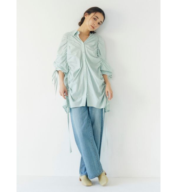 Ungrid「ギャザーデザインルーズシャツ」|シャツ・ブラウス|