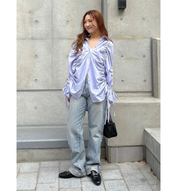 Ungrid「ギャザーデザインルーズシャツ」|シャツ・ブラウス|