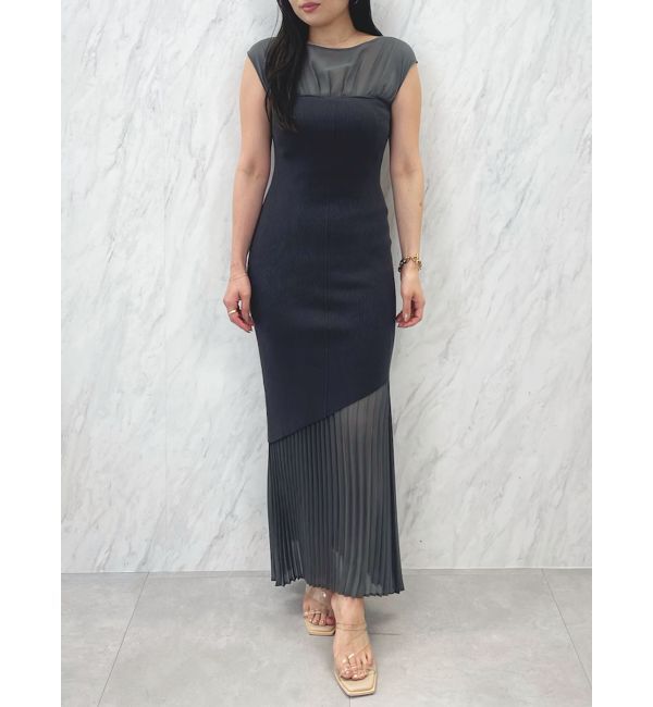 LAGUNAMOON「シフォンプリーツニットドッキングワンピース」|ワンピース|