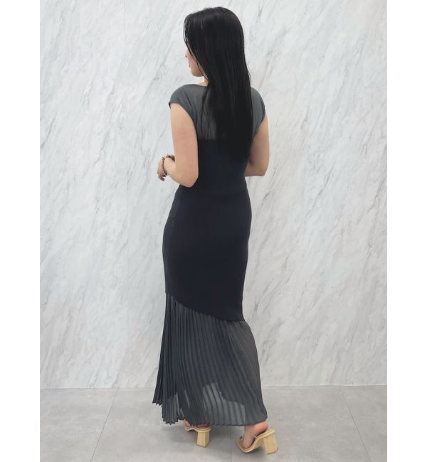 LAGUNAMOON「シフォンプリーツニットドッキングワンピース」|ワンピース|