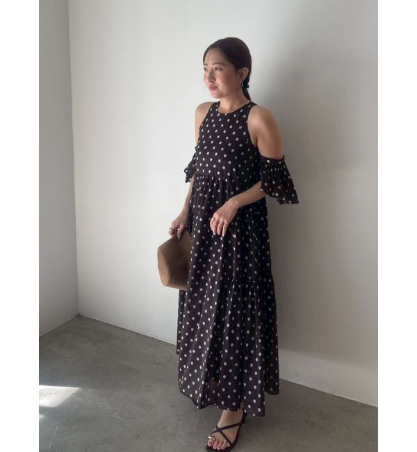 LAGUNAMOON「2WAYシアードットプリントギャザーフレアワンピース」|ワンピース|