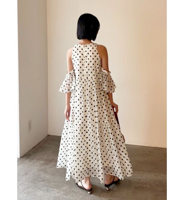 LAGUNAMOON「2WAYシアードットプリントギャザーフレアワンピース」|ワンピース|