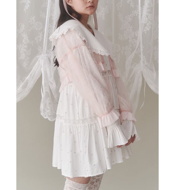 merry jenny「flowerチュールブラウス」|シャツ・ブラウス|ピンク