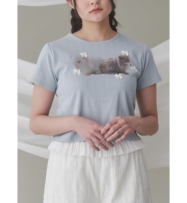 merry jenny「ラビットribbon Tシャツ」|Tシャツ・カットソー|ブルー