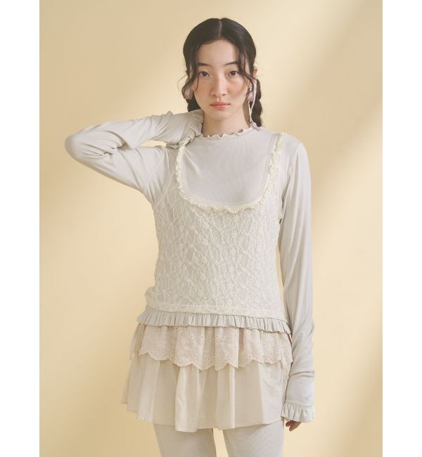 merry jenny「lace layered long tee」|Tシャツ・カットソー|