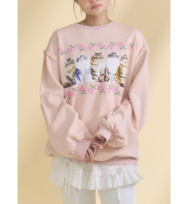 merry jenny「blooming catスウェット」|スウェット・ジャージ|ピンク