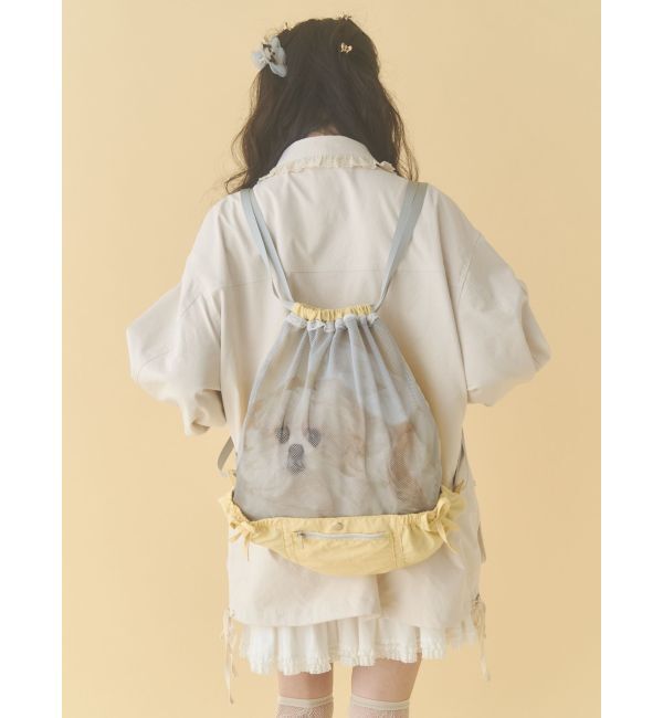 merry jenny「ど～んとモコゾウメッシュナップサック」|リュック|イエロー