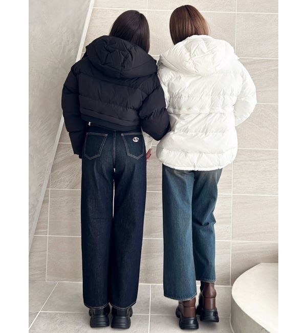 GYDA「ハイウエストSymmetryGYDA INNER RIPPEDワイドデニムパンツ」|デニム|