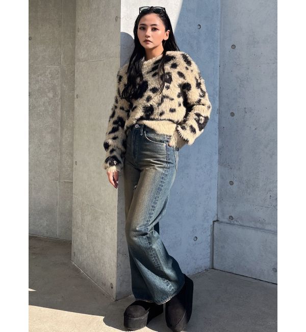 GYDA「ハイウエストSymmetryGYDA INNER RIPPEDワイドデニムパンツ」|デニム|