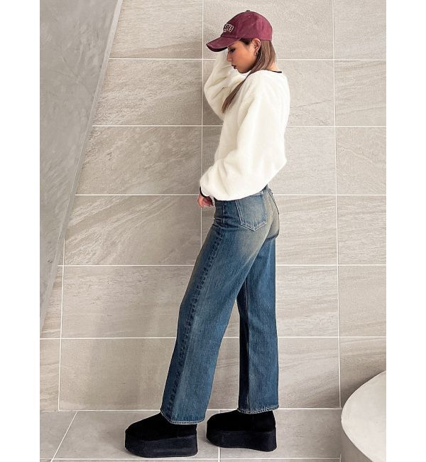 GYDA「ハイウエストSymmetryGYDA INNER RIPPEDワイドデニムパンツ」|デニム|