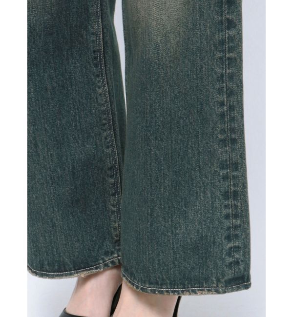 GYDA「ハイウエストSymmetryGYDA INNER RIPPEDワイドデニムパンツ」|デニム|